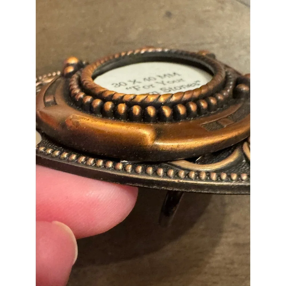 Western Horseshoe Belt Buckle Copper‎ Tone Floral Oval 30x40mm Gemstone Mount
